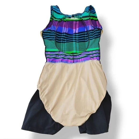 NEW Vintage 80s Talbots Striped Plaid Swim Romper with Attached Shorts Size 12 - Picture 9 of 16